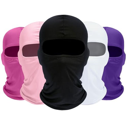 ROXUN Balaclava Ski Mask, 5 Pack Neck Gaiter Motorcycle Summer Cooling - color: A5-black+white+pink+light Pink+purple