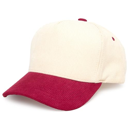 Funky Junque Blank Corduroy Snapback Hat - color: Burgundy/Beige