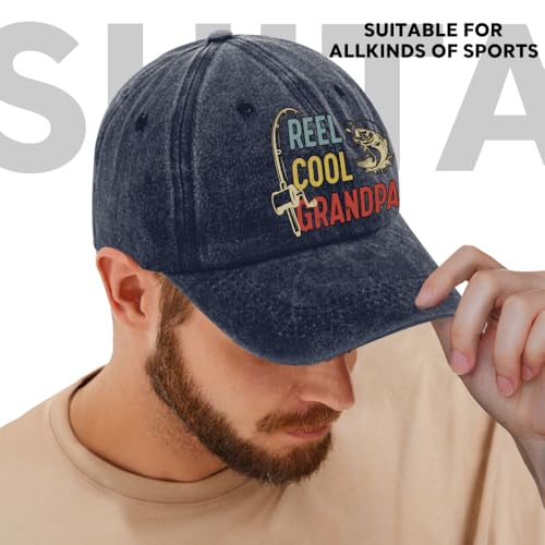 Fishing Adjustable Cotton Baseball Cap, Funny Trucker Hat Gift for Men Women Grandpa Dad Fishing Lover Fisherman - color: Navy Blue