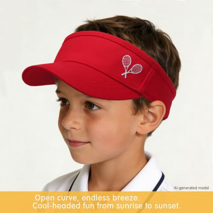 WILLPORT Kids Adjustable Cotton Visor Sun Hat,6-12Y - color: Red