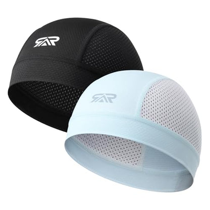 SUNMECI 2-Pack Breathable Skull Cap Mesh Helmet Liner for Men Women - color: Black+blue