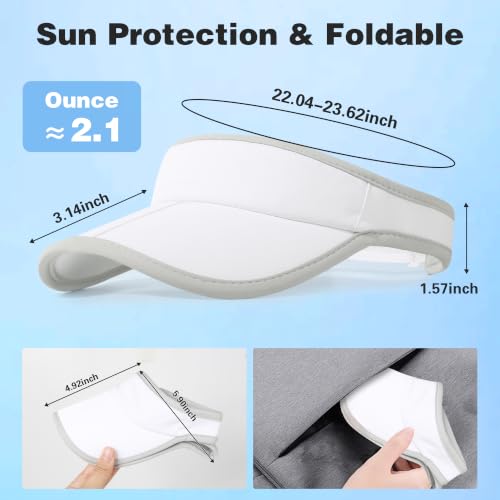 Sun Visor Caps Foldable Brim Adjustable Visor Hats for Women Men - color: White