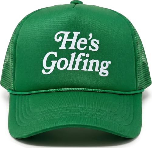Funky Junque Premium Mesh Snapback Trucker Hat - Stylish Comfort for All - Patriotic, Humor & More - color: He's Golfing - Kelly Green