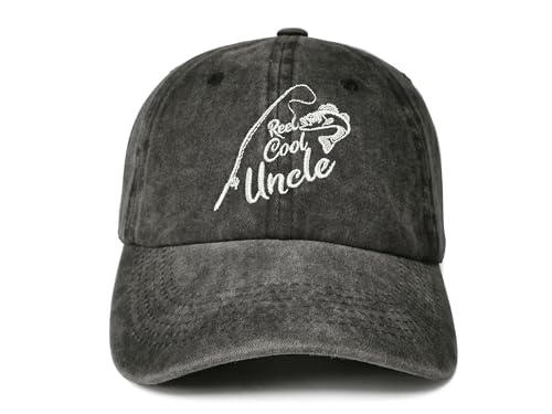Embroidered Baseball Caps for Men and Women - color: Reel Cool Uncle (Washed Black)