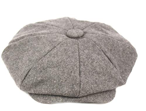 EPOCH Men's Newsboy Cap 8 Panel Wool Blend Gatsby Hat Vintage Big Apple Flat Cap Classic Driving Hat - color: Charcoal Gray