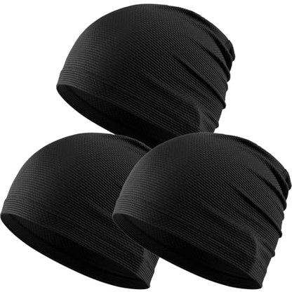 Justrideon 3-Pack Cooling Skull Cap Breathable 3D Honeycomb Mesh Men Women - color: Black + Black + Black