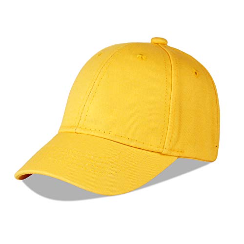 LANGZHEN Cotton Outdoor Toddler Girls Boys Plain Baseball Cap Baby Infant Structured Adjustable Hat for Kids Sun Hat - color: Yellow, size: Medium