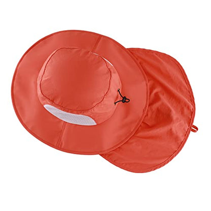 Home Prefer Outdoor UPF50+ Mens Sun Hat with Neck Flap Womens UV Protection Hat Wide Brim Safari Fishing Hiking Gardening Hat - color: Red