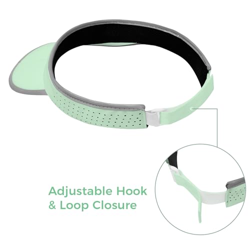 Foldable Sports Sun Visor Hat - Adjustable Running Golf Tennis Cap with Mesh&Reflective Design, Quick Drying for Men & Women - color: Mint Green/Reflective