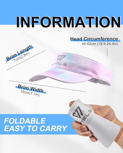 WRELS Visor Sun Hat for Kids Women Men,Adjustable Packable Sports Cap with Sweatband(46-60cm) - color: Ghost White, size: Large