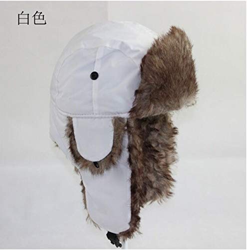 Winter Trapper Hat Unisex Russian Ushanka Trooper Aviator Hats for Women Men Snow Eskimo Hat with Ear Flaps for Cold Weather - color: White1