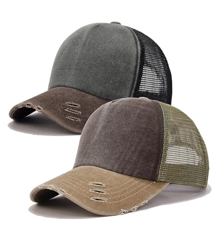 Lisianthus 2 Packs Vintage Washed Baseball Cap Unisex Mesh Dad Hat - color: Set 1