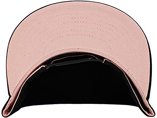 KBETHOS Classic Snapback Hat Blank Cap Underbrim Cotton Wool Blend Flat Visor Adjustable Unisex - color: Black With Rose Underbrim
