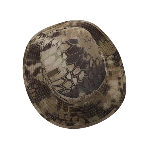 Boonie Hat with Balaclava Face Mask - UV Protection Wide Brim Sun Hat, Adjustable & Foldable for Hunting Fishing Outdoor - color: Python Yellow