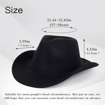 2 Pack Western Cowboy Hats for Women Men 2 Different hat Bands - color: Black-black