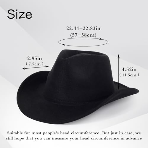 2 Pack Western Cowboy Hats for Women Men 2 Different hat Bands - color: Black-black