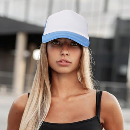 Ultrafun 10 Pack Trucker Hat Mesh Sublimation Blank Hats Adjustable Baseball Caps Hats for Men Women - color: Blue White