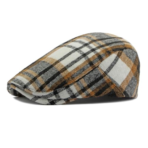 Idopy Men`s Classic Adjustable Ivy Irish Newsboy Golf Cap Hat - color: Plaid Black