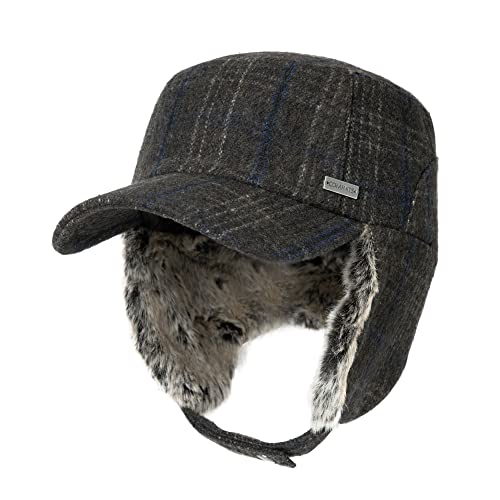 TOP-EX Oversized XL/XXL Unisex Winter Trapper Military Hat Faux Fur Earflaps Quilted Lined Baseball Cap - color: Brown(twill), size: Large