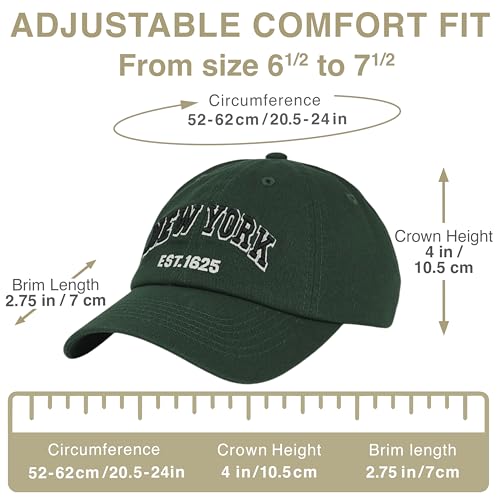 E BY ELIDAN NY Dad Hat, New York EST.1625 Cotton Baseball Cap Women & Men - color: Dark Green