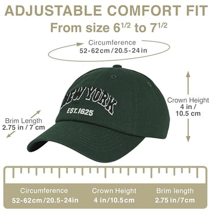 E BY ELIDAN NY Dad Hat, New York EST.1625 Cotton Baseball Cap Women & Men - color: Dark Green