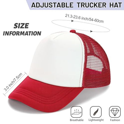 Ultrafun 10 Pack Trucker Hat Mesh Sublimation Blank Hats Adjustable Baseball Caps Hats for Men Women - color: Red White
