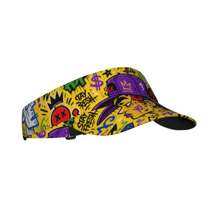 Sun Visor Hats Adjustable Open Top Sport Hat for Golf Women/Men - color: Hip-hop Graffiti