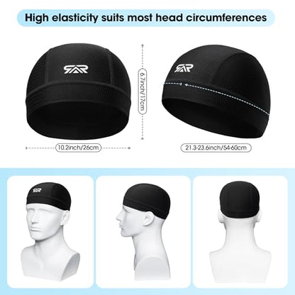 2-Pack Cooling Skull Cap Breathable Mesh Helmet Liner Motorcycle Cycling - color: Black + Black