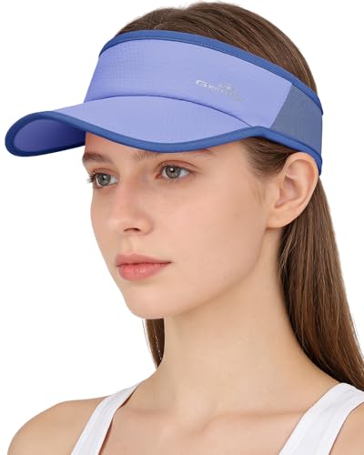 GXCROR Sports Sun Visor Hat Men Women, Lightweight Breathable Quick-Dry Visor Hat, UPF 50+ Tennis Golf Running Visor - color: Blue