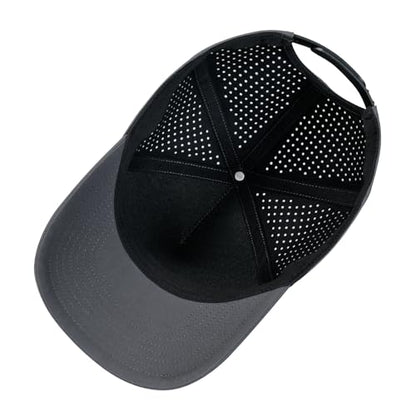 BOTVELA Men Adjustable Snapback Laser Cut Mesh Baseball Cap - color: Dark Grey