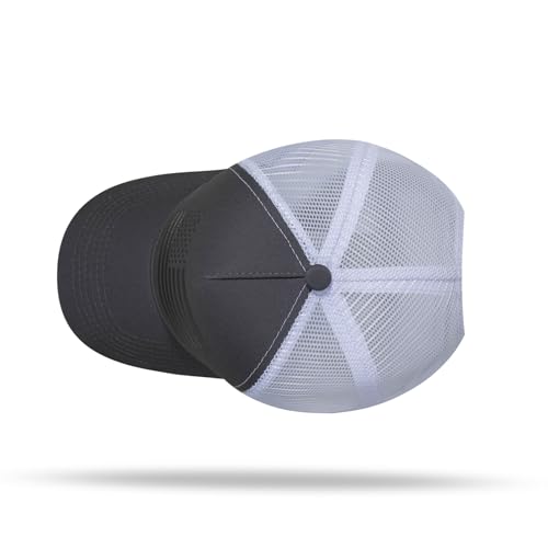 American Flag Trucker Hat - Snapback Hat, Baseball Cap for Men Women - Breathable Mesh Side, Adjustable Fit - for Casual Wear - color: Dark Gray/White