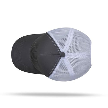 American Flag Trucker Hat - Snapback Hat, Baseball Cap for Men Women - Breathable Mesh Side, Adjustable Fit - for Casual Wear - color: Dark Gray/White