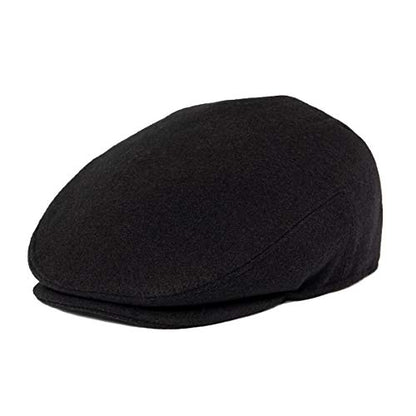 Men Wool Plaid Ivy Gatsby Newsboy Cap - color: Black, size: 7 7/8