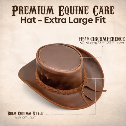 Equine Care Leather Cowboy Hat for Men & Women, Genuine Leather Western - color: Rustic Brown, size: 7 1/2-7 5/8
