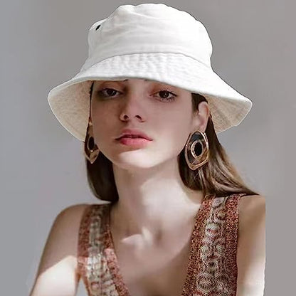 Premium Cotton Bucket Hats,Packable Hats for Men Women,Summer Bucket Hat,Fishing Sun Hats - color: White