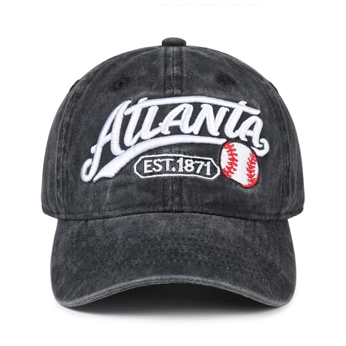 Baseball Cap Unstructured Classic Vintage Embroidered Ball Hat Men Women - color: Atlanta