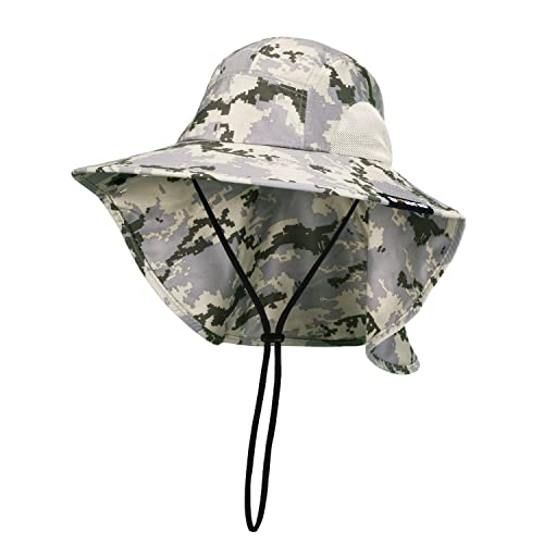 Tirrinia Wide Brim Sun Hat with Neck Flap for Men & Women - color: Digital Gray