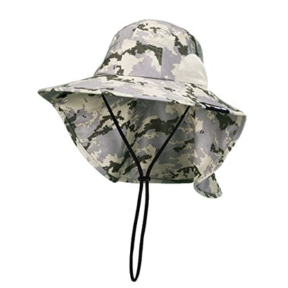 Tirrinia Wide Brim Sun Hat with Neck Flap for Men & Women - color: Digital Gray