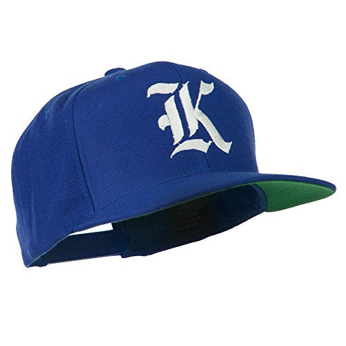 Old English K Embroidered Flat Bill Cap - color: Royal