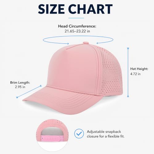 5 Panel Baseball Cap Quick Dry Mesh Snapback Hat for Women Men - color: Pink