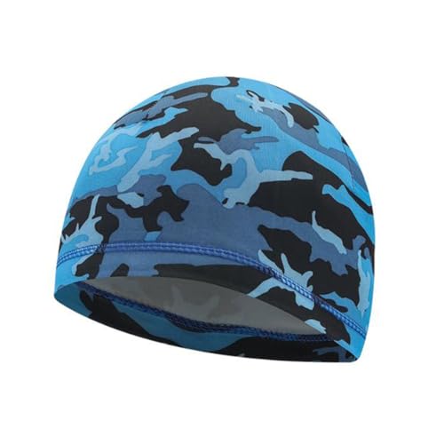 Helmet Skull Caps Sport Cycling Sweat Wicking Helmet Liner Quick Dry Running Hat for Men and Women - color: Camouflage Dark Blue
