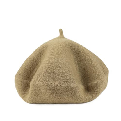 Wheebo Berets for Kids Wool French Beret Hats Artist Painter Hats for Little Girls Boys Solid Color Style - color: Camel
