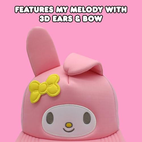 Hello Kitty Baseball Cap, Women's Snapback Hat with Flat Brim and 3D Ribbon and Ears - style: My Melody