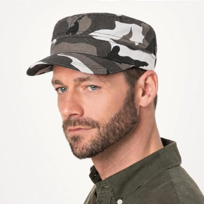 Initlove Cadet Army Cap Military Unisex Flat Top Hat for Men Women - color: Camo Grey