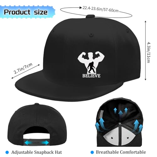 Snapback Hats for Men Flat Bill Brim Hats for Men Skeleton Skull Fitted Hat for Mens Black Baseball Hat Hip Hop ﻿ - color: Hercules