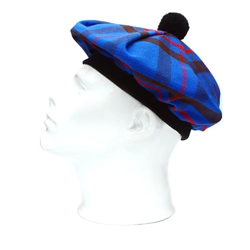 Scottish Tam O’ Shanter Hat Tartan Bonnet Pom Pom Wool Flat Cap One Size - color: Elliot 065tcp