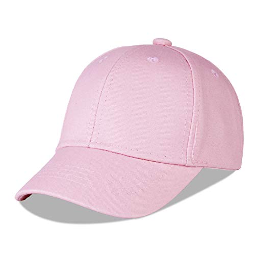 LANGZHEN Cotton Outdoor Toddler Girls Boys Plain Baseball Cap Baby Infant Structured Adjustable Hat for Kids Sun Hat - color: Pink, size: Medium