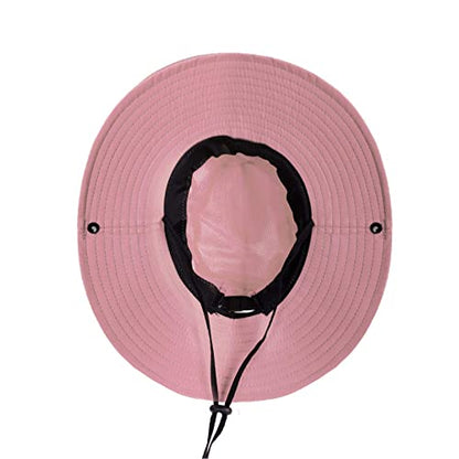 ZOORON Women's Ponytail Safari Sun Hat,Wide Brim UV Protection Bucket Hat - color: 2-black+pink