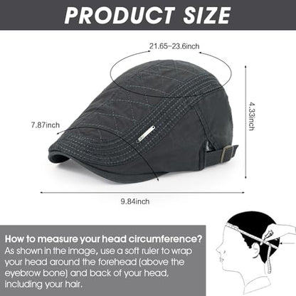 3Pcs Cotton Newsboy Hat for Men Cool Adjustable Flat Cap - color: Jcx-darkgrey+beige+green