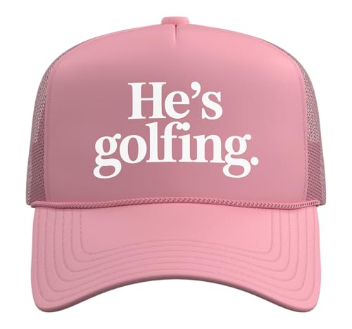 He's Golfing Trucker Hat with Adjustable Mesh Back - color: Pink